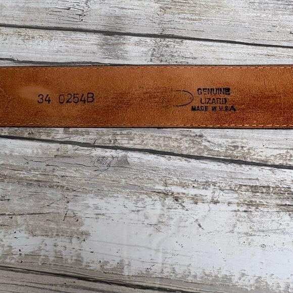 Nocona Belt Genuine Lizard Made in US Black Sz 34 Exotic Western Cowgirl - Picture 7 of 10